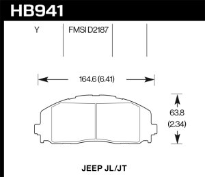 Jeep Wrangler Rubicon Brake Pads - Front - Hawk Performance - LTS Light Truck and SUV Compound - `18-`27